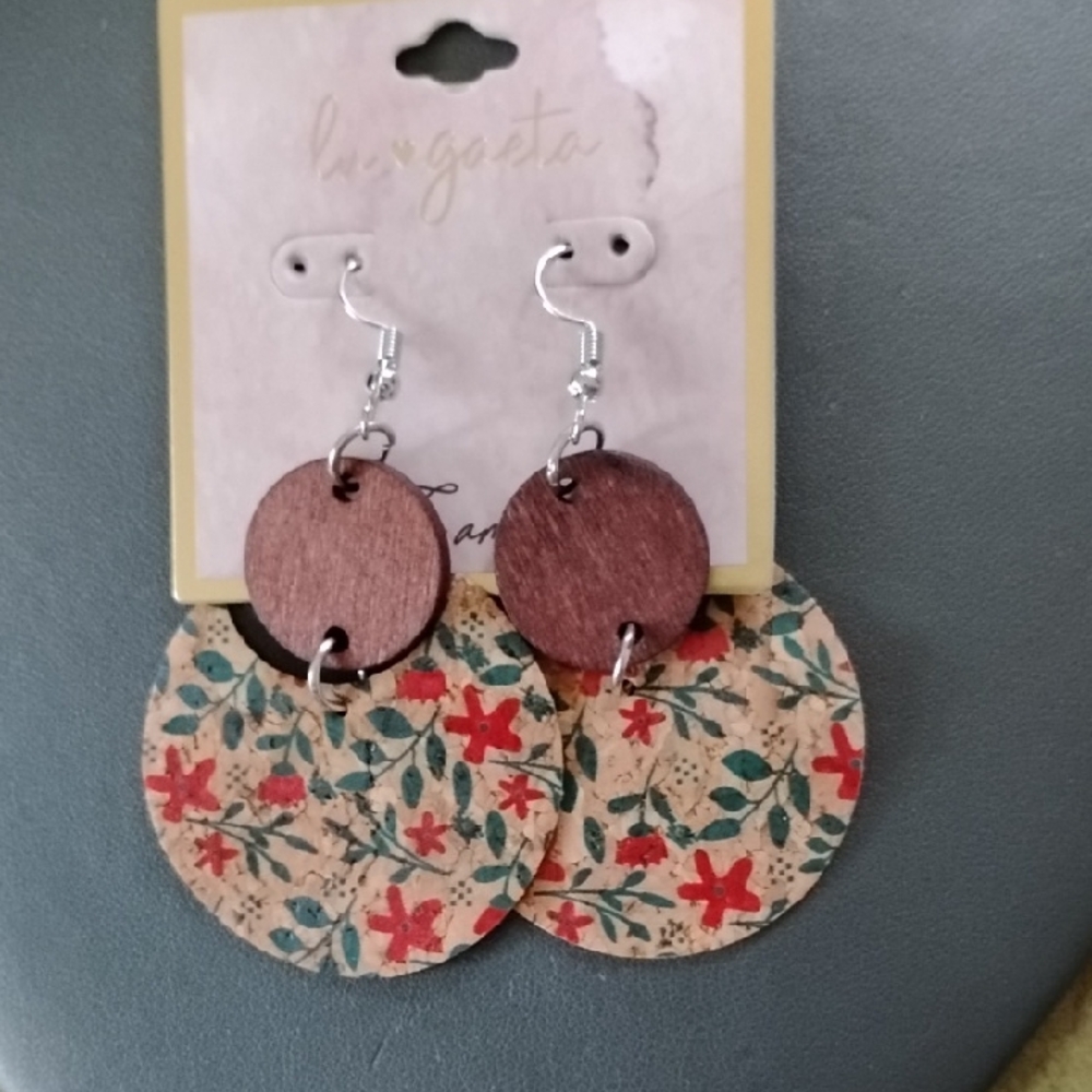 Boho Floral Wooden Earrings
